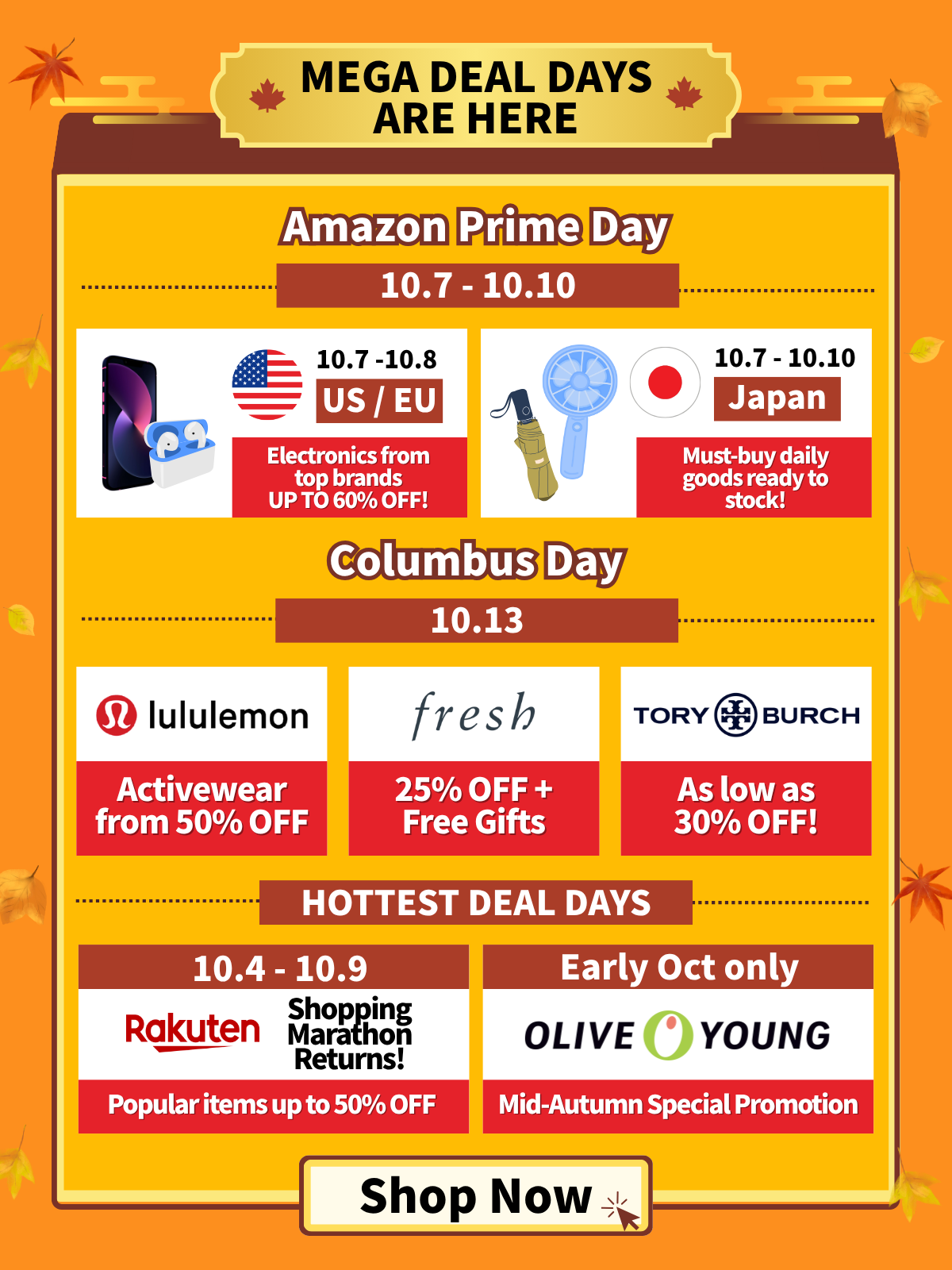 October Shopping Calendar - Don't Miss These!